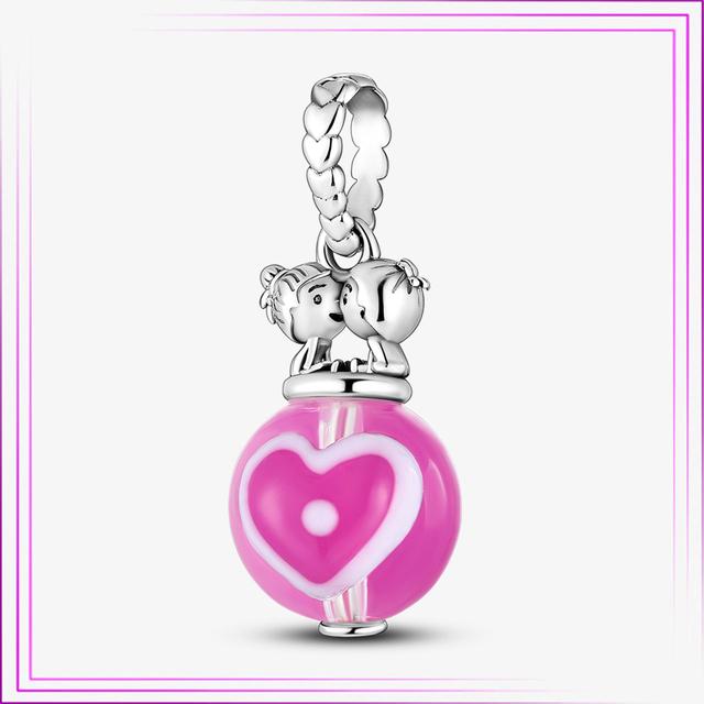 925 Sterling Sølv Hjerte Blomst Luftballong Flamingo Rosa Sjarm Plata De Ley Bil Katt Perle DIY For Originalt Armbånd Smykker