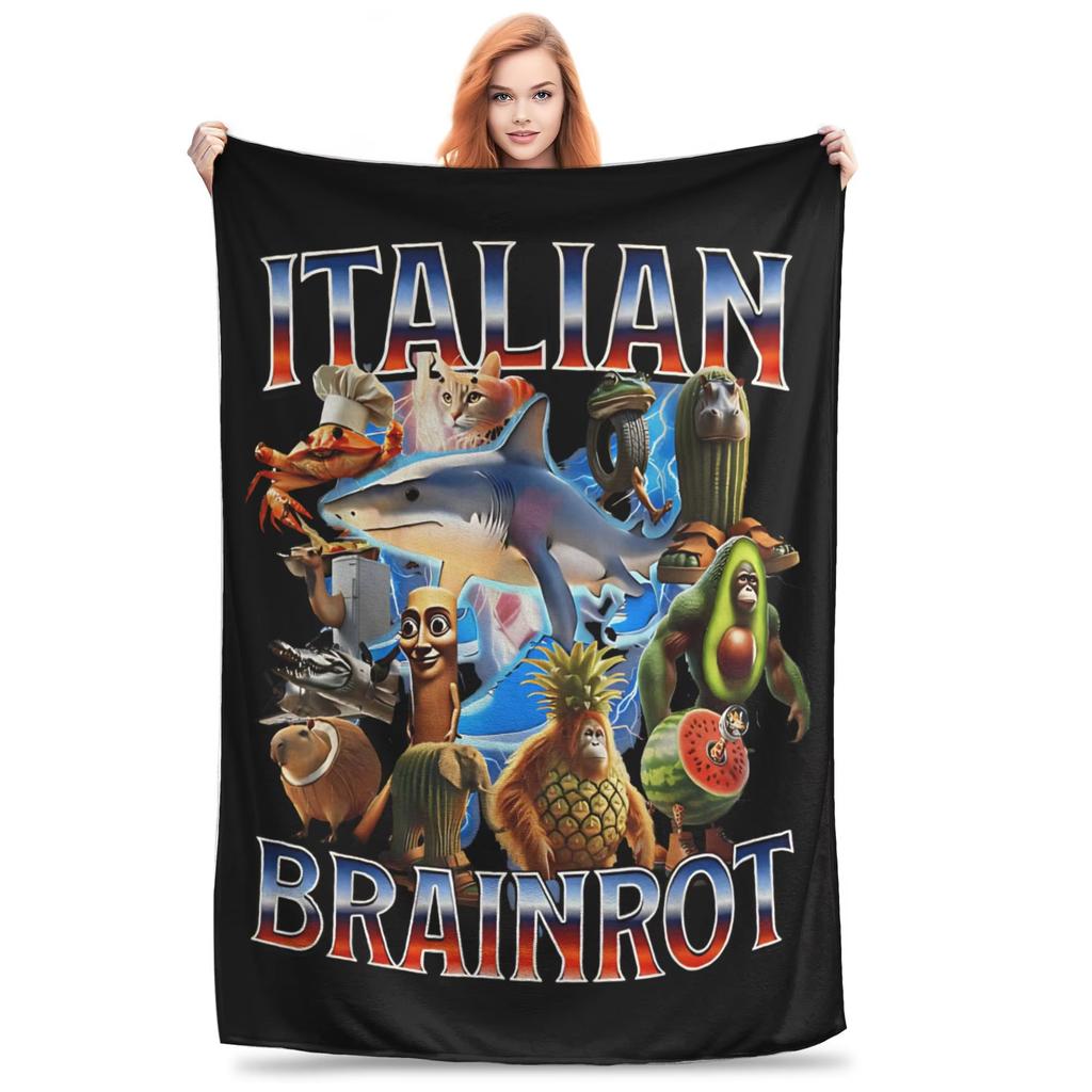 Coperta in Pile Italian Brainrot Tralalero Tralala Ultra Morbida Traspirante Calda per Tutte le Stagioni per Biancheria da Letto Tappeto da Esterno Decorazione Divano Letto