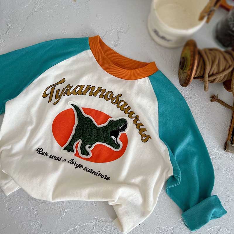 

Дитяча футболка з нашивками з принтом, вільний топ з довгим стрижнем