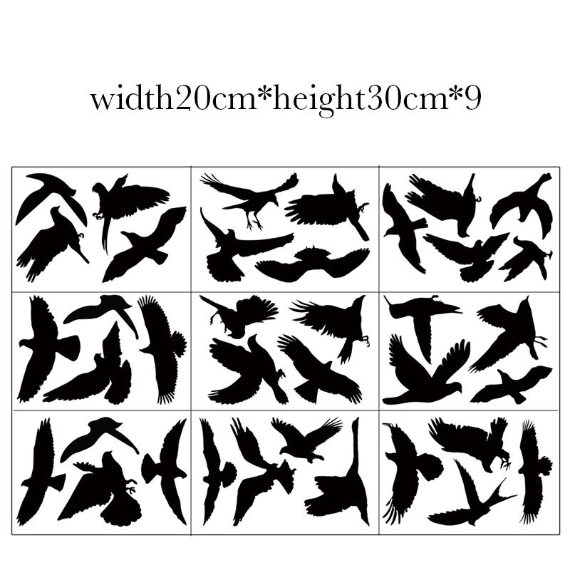 9pcs Double-sided Black Window Alert Bird Sticker Anti-Collision Glass Decal Door Window Protect Decor Silhouette Static Sticker