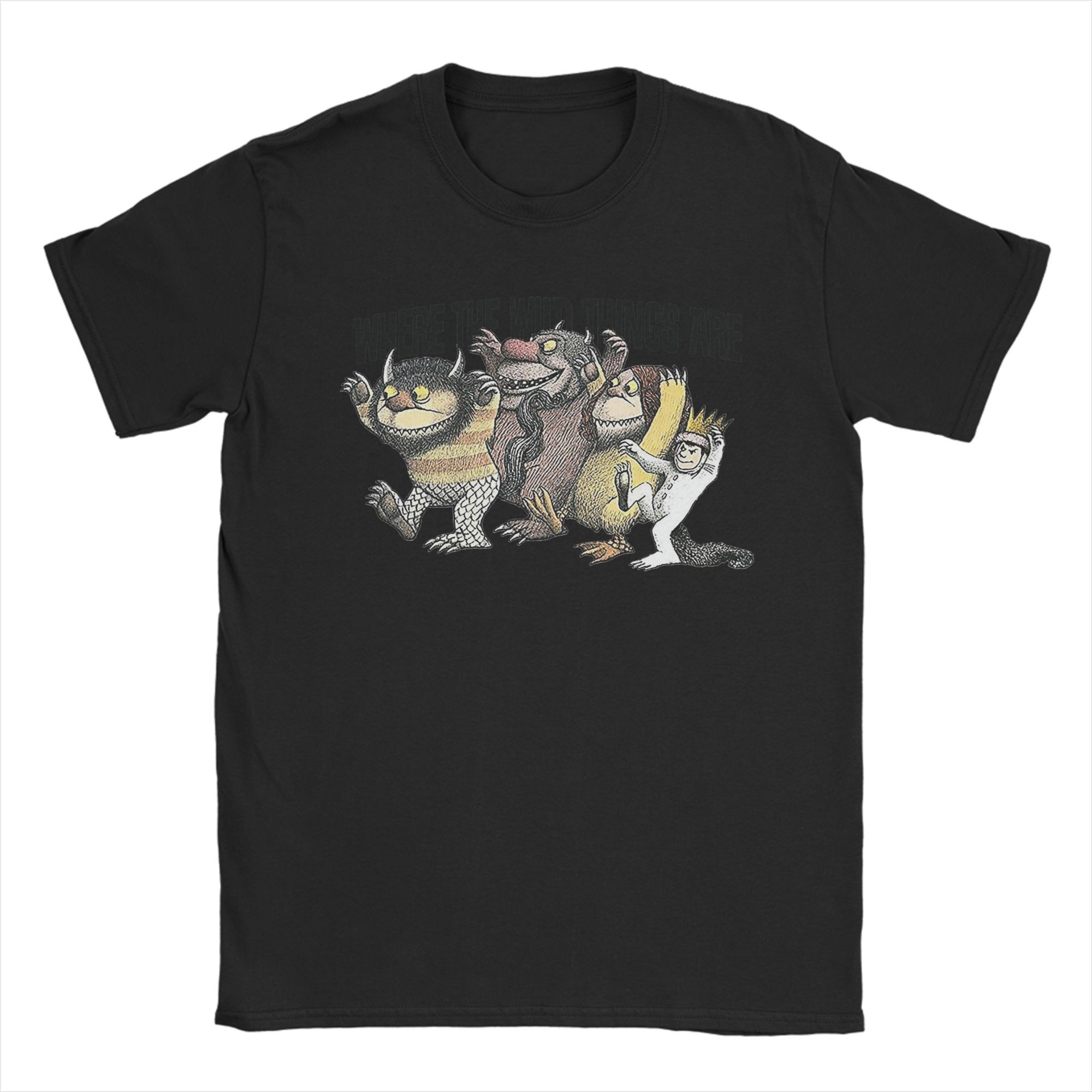 XIXI Fashion Heren Where The Wild Things Are T-shirts 100% Katoen Tops Casual Korte Mouw Ronde Hals T-shirts 4XL 5XL 6XL T-shirt L
