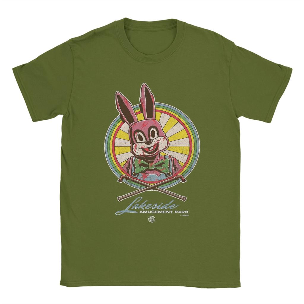 Men Silent Hill 3 Lakeside Amusement Park Robbie the Rabbit T Shirts  100% Cotton Tops Short Sleeve Tees Plus Size T-Shirt