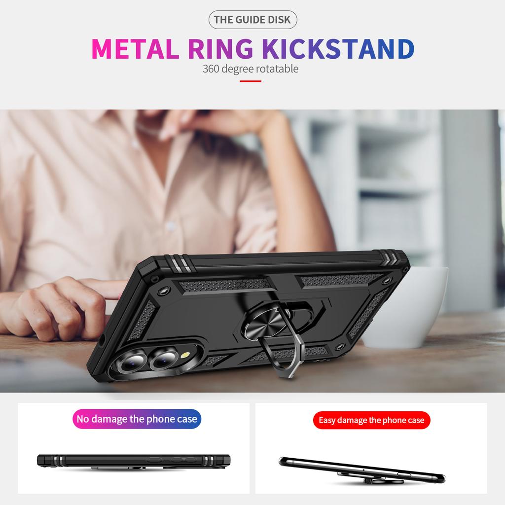 Armored Four Corner Anti Fall Phone Case For Samsung Galaxy S25 Edge Ring Holder Phone Case