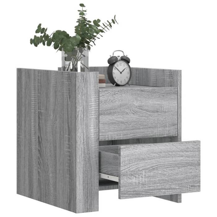 VidaXL Bedside Table Sonoma Grey 45x50x50 Cm Engineered Wood, Bedside Furniture, Side Table, Bed Cabinet, Cabinet 848288