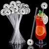 6Pcs/set Discos Decorative Straws Plastic Cocktail Straws Glitter Mirror Discos Balls Drinking Decor for Discos Party