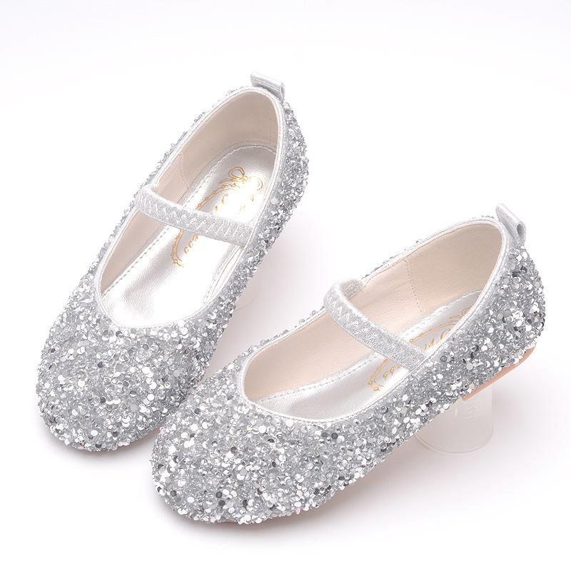Girls' Princess Shoes Spring New Children's Shoes Little Girls' Leather Shoes Crystal Shoes for Dresses