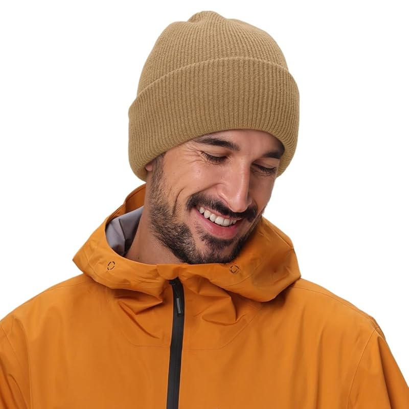 

[Connectyle] men s knit hat border knit cap Thick watch cap knit beanie snowboarding hat khaki
