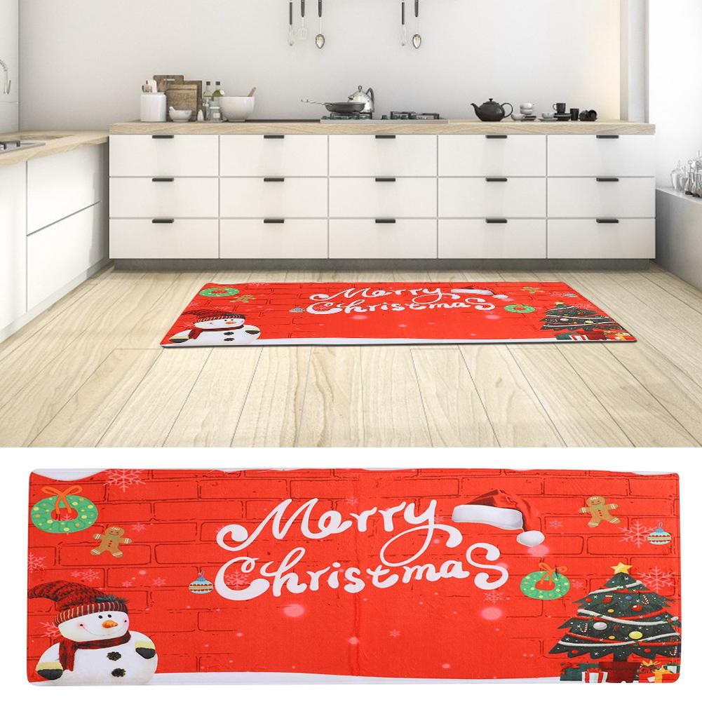 Christmas Door Mat Floor Rugs Santa Snowman Pattern Doormat Flannel Bath Absorbent Mats Home Decor