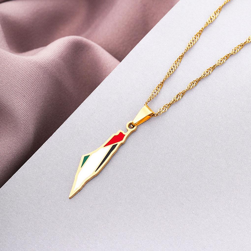 Compact Necklace Pendant Chain Fashionable Stainless Steel Map Pendant Stainless Steel Necklace