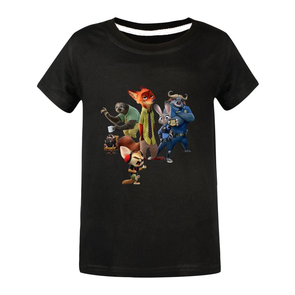 Fashionable Round Neck Short Sleeve Work Clothes Printed Tops For KID Summer Tops