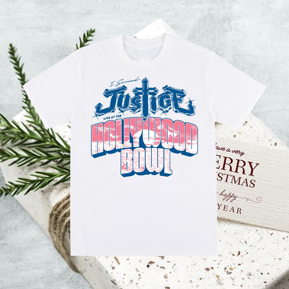 Justice Band Live At The Hollywood Bowl Shirt White Unisex S-5XL ND800 Unisex T-Shirt XXL