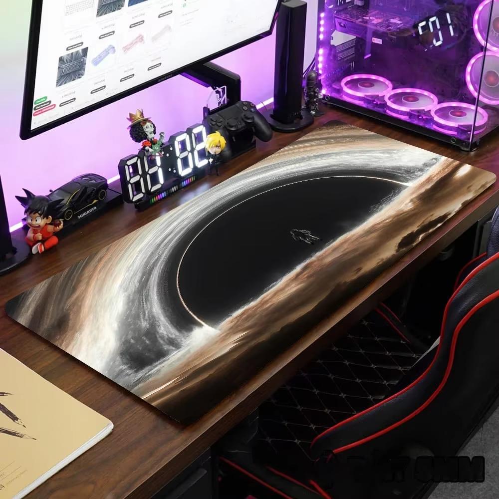 Cosmic Black Hole Galaxy Desk Mat NonSlip Large Gaming Mouse Pad Waterproof Cool Space Keyboard Pad for Gamer