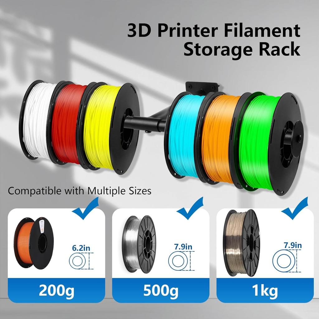 Wall Mount 3D Printer Filament Storage Rack,Rolling 3D Printing Stand Filament Organizer Spool Holders Racks Heavy Duty Metal Shelf for