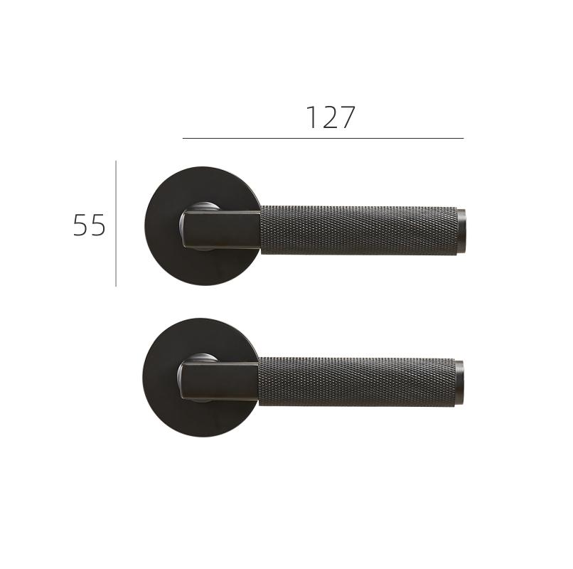 DOOROOM Brass Knurled Thumb Turn Key Latch Lever Handle Cylinder Key Escutcheon Passage Room Lock