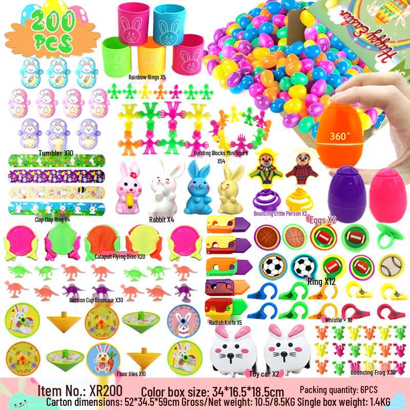 Ostereier Spielzeug - Bedruckte Plastik-Öffnungseier mit DIY-Hasen Gashapon Geschenken
