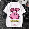 T-shirt a maniche corte di Kirby stile cartone animato per uomo, T-shirt in puro cotone stile anime estivo, Moda stile giapponese