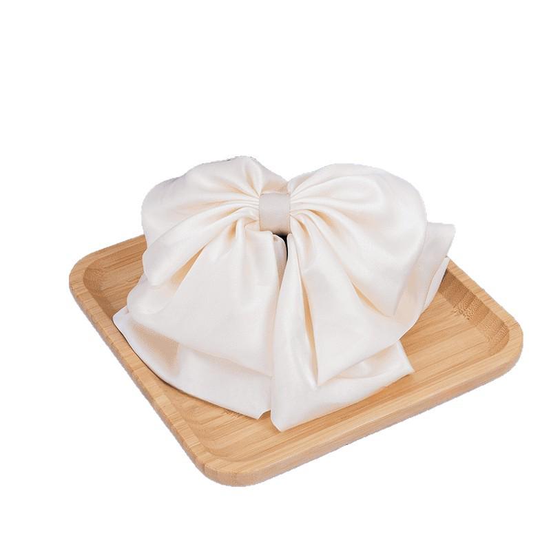 High-End Black Satin Bow & Flower Bud Claw Hair Clip 2025