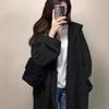 Korean Hooded Medium and Long Sweater Cardigan Women's Autumn and Winter Thickened Loose Outer Wear Lazy Style High-end Knitted Jacket
