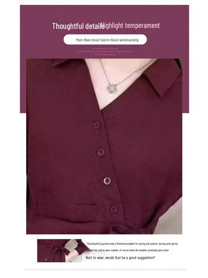 2025 Autumn Women's Long-Sleeve Irregular Tie-Waist Slimming Shirt