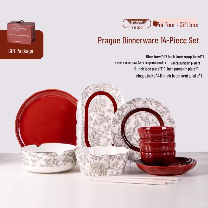 

Naijiang Red Enamel Wedding Tableware Set