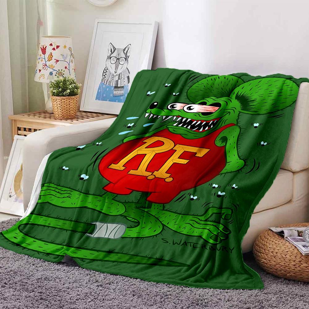 

1pc Rat Fink Throw Blanket Soft Flannel, Cozy All Season Polyester Perfect for Home, Office 80cmx120cm