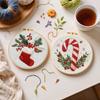 4 Sets Christmas Embroidery Kits with Needles Thread Pattern & Instructions Handmade Sewing Xmas Crafts Set for Beginners Adults
