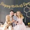 Happy Mother's Day Decorations Banner - NO DIY - Gold Glitter Mothers Day Party Supplies Decorations Backdrop Garland Love Decor for Mom Photo Props