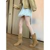 Height Increase~ Round Head V-mouth Thick Heel Thick Sole Thin Large Tube Circumference Stacking Short Boots