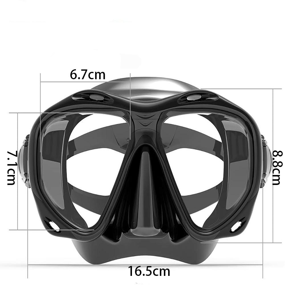 Professional snorkeling high definition swimming tempered glass large frame mask set