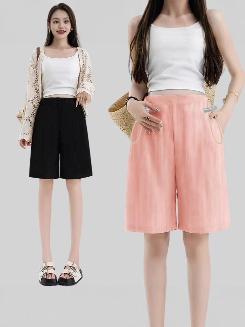 Summer Maternity Drawstring Capris - Lightweight Wide-Leg Shorts XL (130-150 kg) чёрный