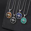 Stylish Natural Stone Necklace for Men,Eight-pointed Star Round Pendant Necklace,Cool Punk Birthday Father Gifts