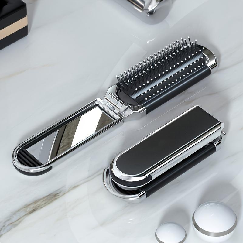 Foldable Mirror Comb Portable Mini Siz Scalp Massage Hairbrush with Retractable Mirror for Pocket Outdoor Travel Use Airbag Comb