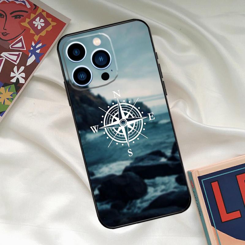 World Map Compass Nautical Phone Case For iPhone 17 16 15 13 12 11 14 Pro Max 16 Plus 12 13 Mini 16e 17 Air Funda Cover
