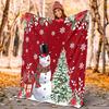 1pc Festive Snowman & Christmas Tree Print Blanket, Soft Polyester, Lightweight & Warm, All-Season Sofa Bed Camping Blanket, Red
