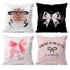 Korean Trendy Bow Pillow Case Anti-dustmite Pillowcase Invisible zipper silky short plush Sofa cushion cover