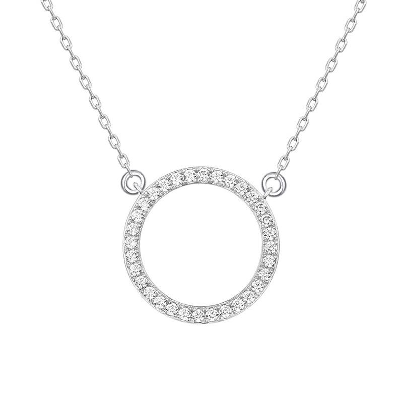 2026 New Trendy Circle Necklace with Cubic Zirconia Simple Stylish Clavicle Chain  for Women Wedding Eternity Jewelry