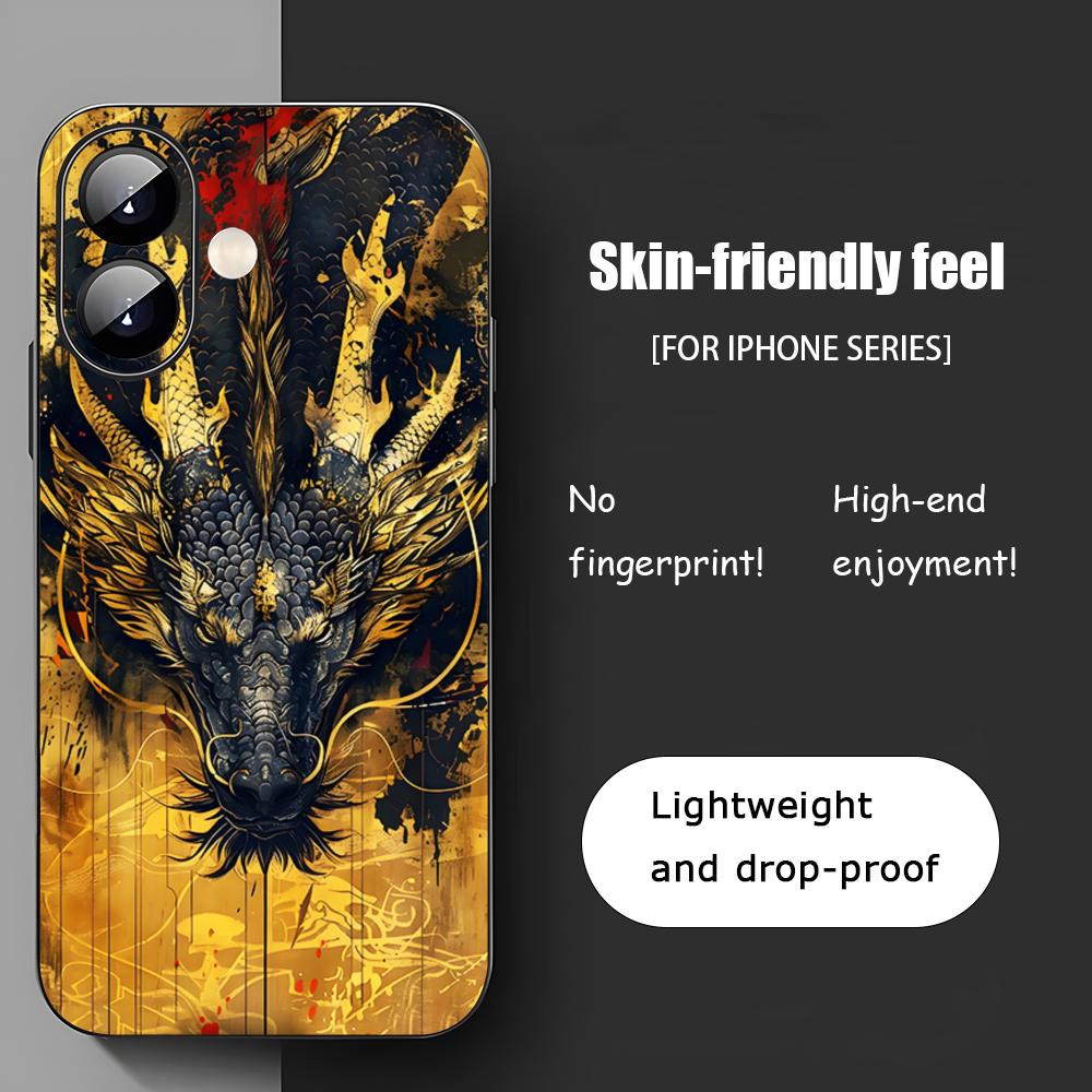 Japanese Dragon Popular Art Phone Case For iPhone 17 16 15 14 13 12 11 X XR XS 8 Plus Mini Pro Max Soft black Shockproof Cover