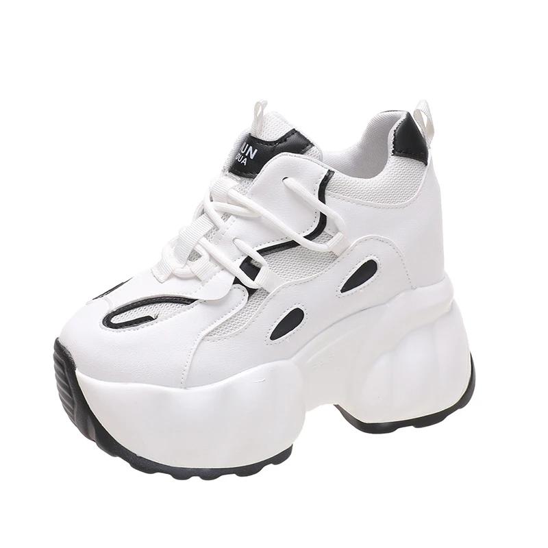 

Summer Women Wedges Chunky Sneaker White Black Casual Shoes Ladies Vulcanized Shoes High Platform Leather Sneakers Woman Spring 34 черный белый