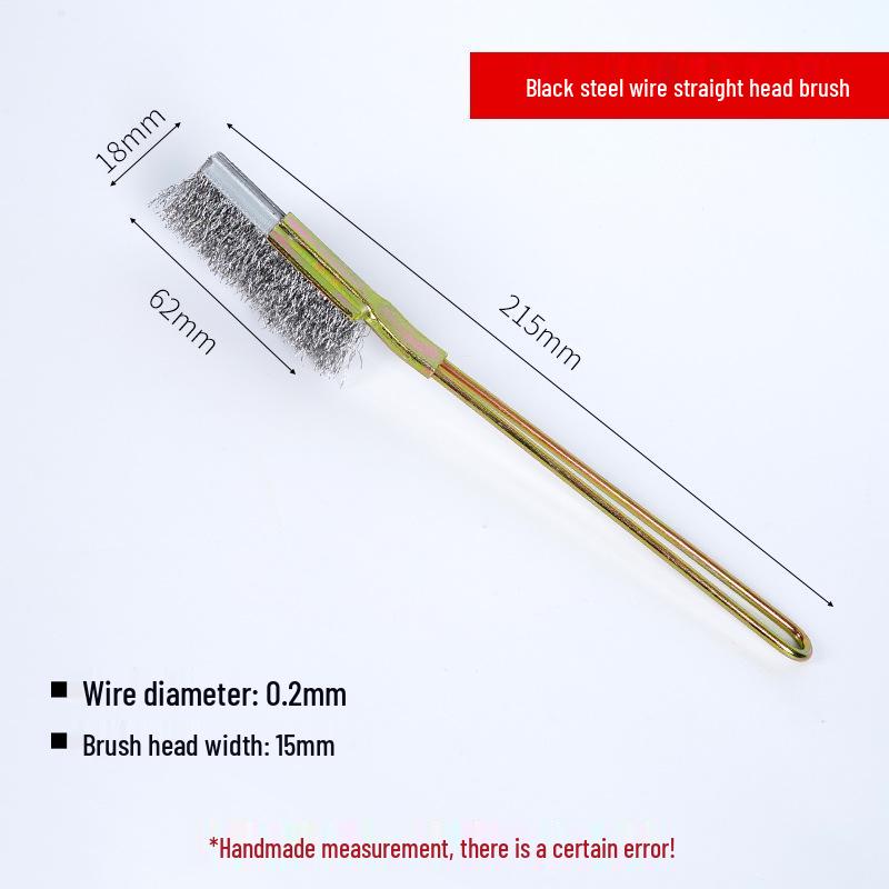 Iron Handle Groove Brush with Replaceable Head - Copper Wire & Nylon for Rust Removal and Polishing