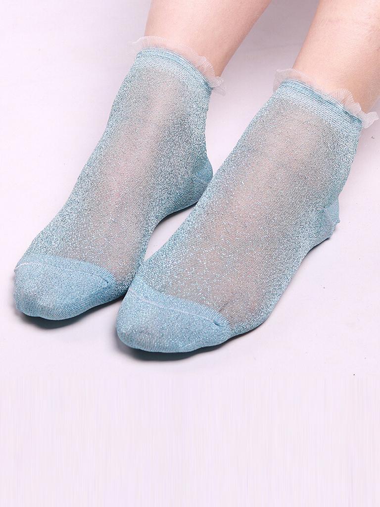 Sexy Fishnet Women Lace Ruffle Soft Comfy Sheer Silk Elastic Mesh Knit Frill Trim Transparent Ankle Funny Socks 1Pair=2Pcs 3205