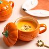 Ceramic Pumpkin Shape Mug With Lid Coffee Cup Halloween Dinnerware Perfect For Autumn Drink Decoration