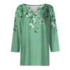 Women's Fashion Casual Seven Split Sleeve Burst Vintage Floral Print Pullover Top