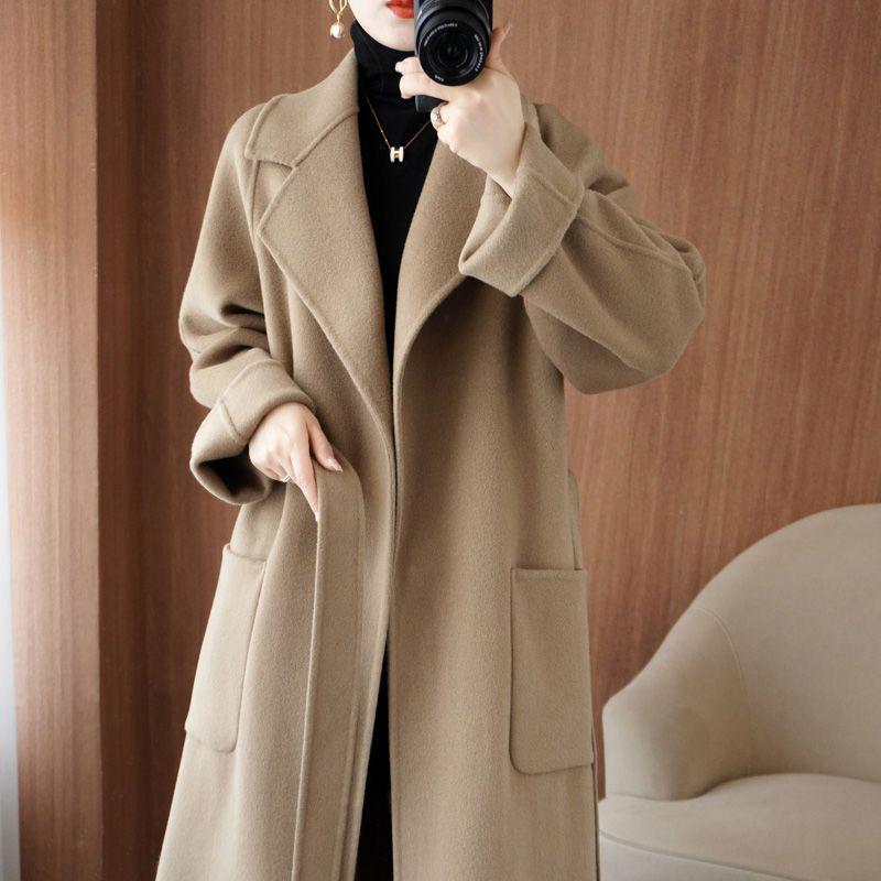 2023 Women's Mid-Length Oversized Double-Faced Cashmere Wool Coat