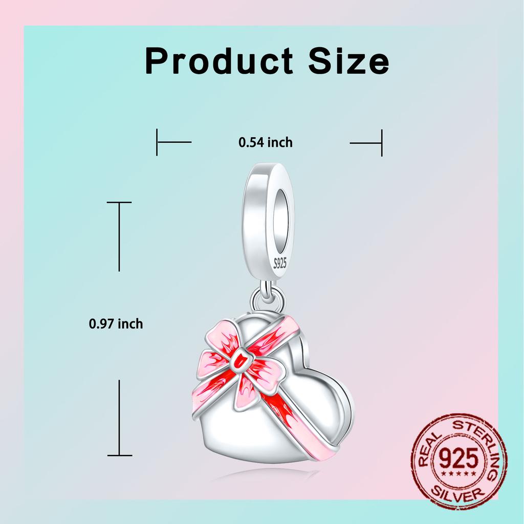 copper Heart Shape Gift Box Openable Colored Zircon Pendant Charm Compatible With Authentic Charm Bead Charms Bracelets Women Do It Yourself Jewellery