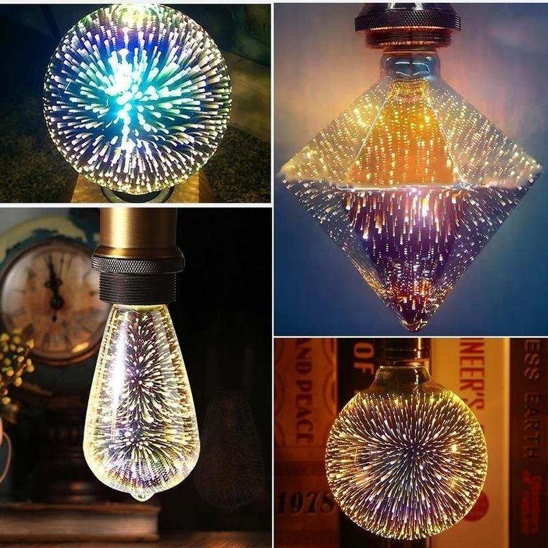

3D фейерверк E27 G80/G95/G125 светодиодная ретро винтажная лампа Эдисона Fairy Lighting Lamp ST64