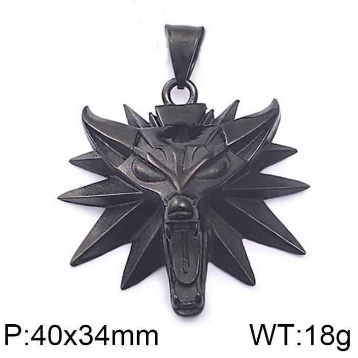 European and American Game-Themed Witcher Wolf Head Necklace - Titanium Steel Pendant for Men