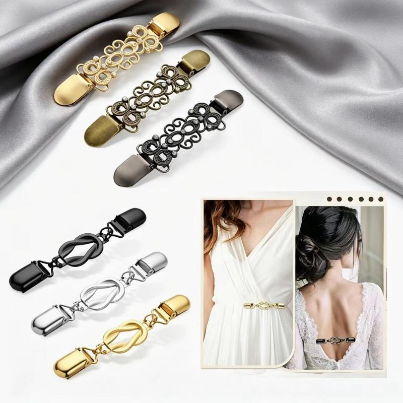 3/4/6Pcs Vintage Cinch Fasteners Durable Non-slip Sweater Shawl Clips for Women Shirts Blouses Daily Outfits