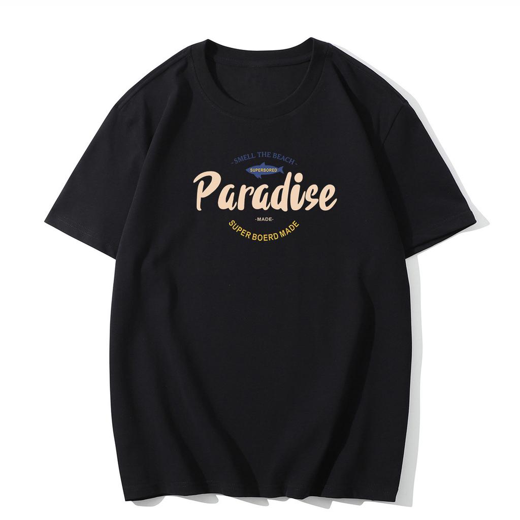 Summer Round Neck Letter Printed Couple's Top Fashionable Casual Short Sleeved Men's and Women's Universal Pure Cotton T-shirt