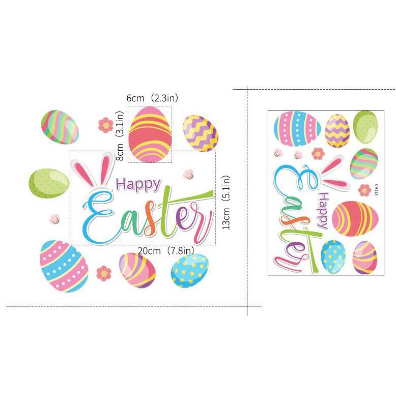 

Happy Easter Window Stickers cute Rabbit Eggs Carrot Electrostatic Glass Sticker Easter Decorations for Home Bunny Wall Decals