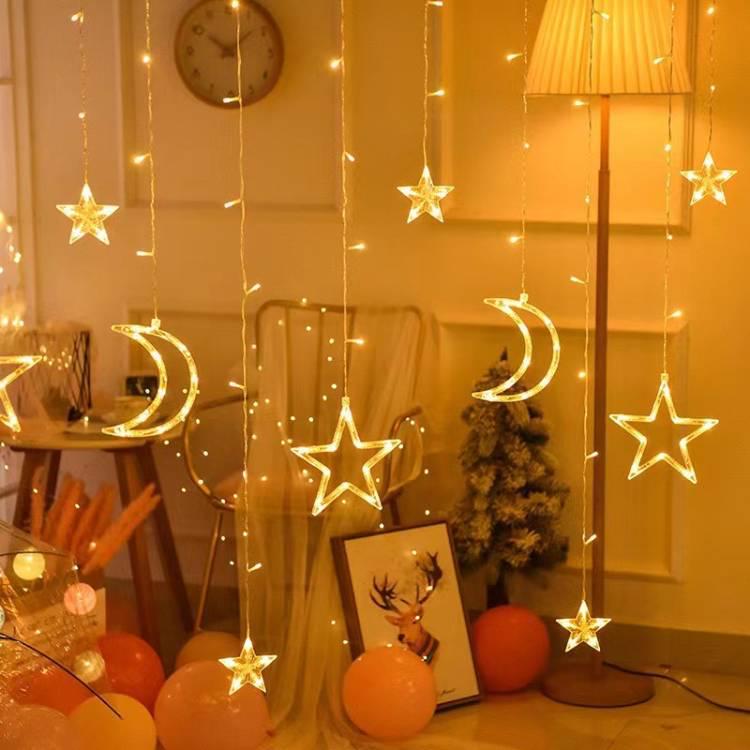 

Twinkling LED Pentagram Curtain Lights - Starry Christmas and Wedding Decor Plug-in (8 Modes) 220V EU